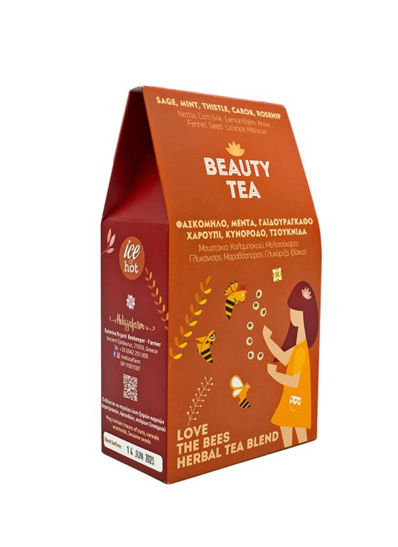 Ανακαλύψτε το Beauty Herbal Tea από τη Melissa Farm σε doypack συσκευασία, ιδανικό για την υγεία και ομορφιά του δέρματος.