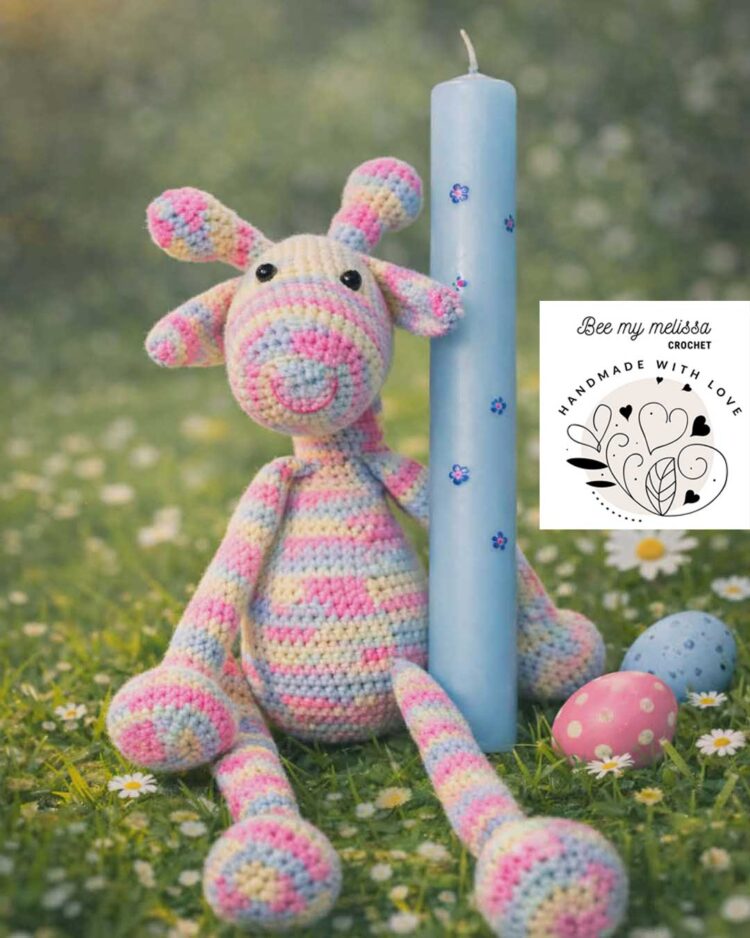 Λαμπάδα με Χειροποίητο Παιχνίδι Πολύχρωμη Καμηλοπάρδαλη 30 εκ.