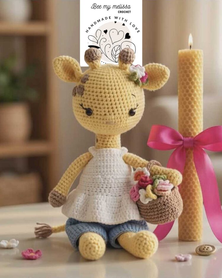 Λαμπάδα από Μελισσοκέρι με Χειροποίητο Παιχνίδι Καμηλοπάρδαλη 30 εκ.