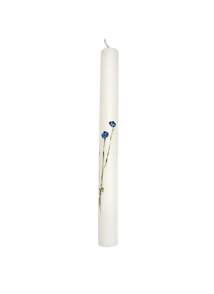 Λαμπάδα με Ζωγραφισμένα Λουλούδια 30 εκ. Λευκή